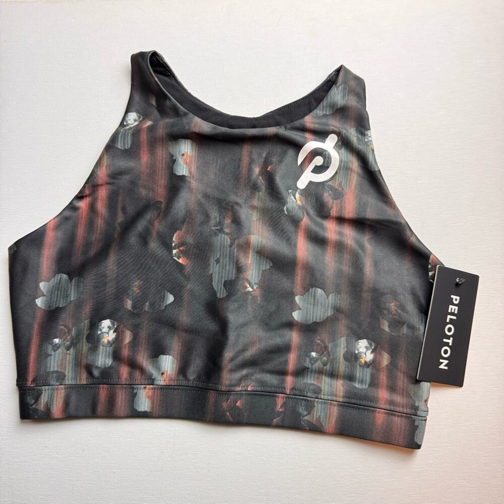 Peloton Show Up High Neck Floral Sporty Athletic Racerback Sports Bra Sz M NWT